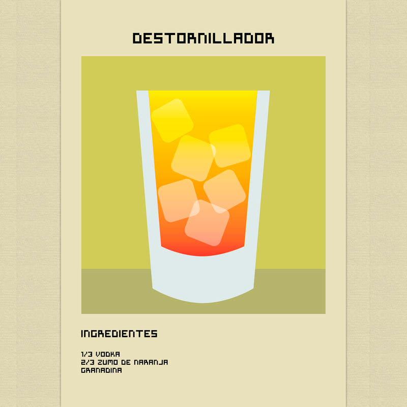 Lámina Decorativa Cocktail "Destornillador"