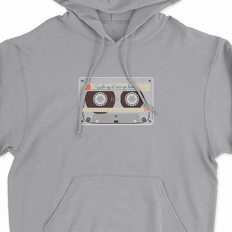 Sudadera Hoodie Gris con Cassette transparente