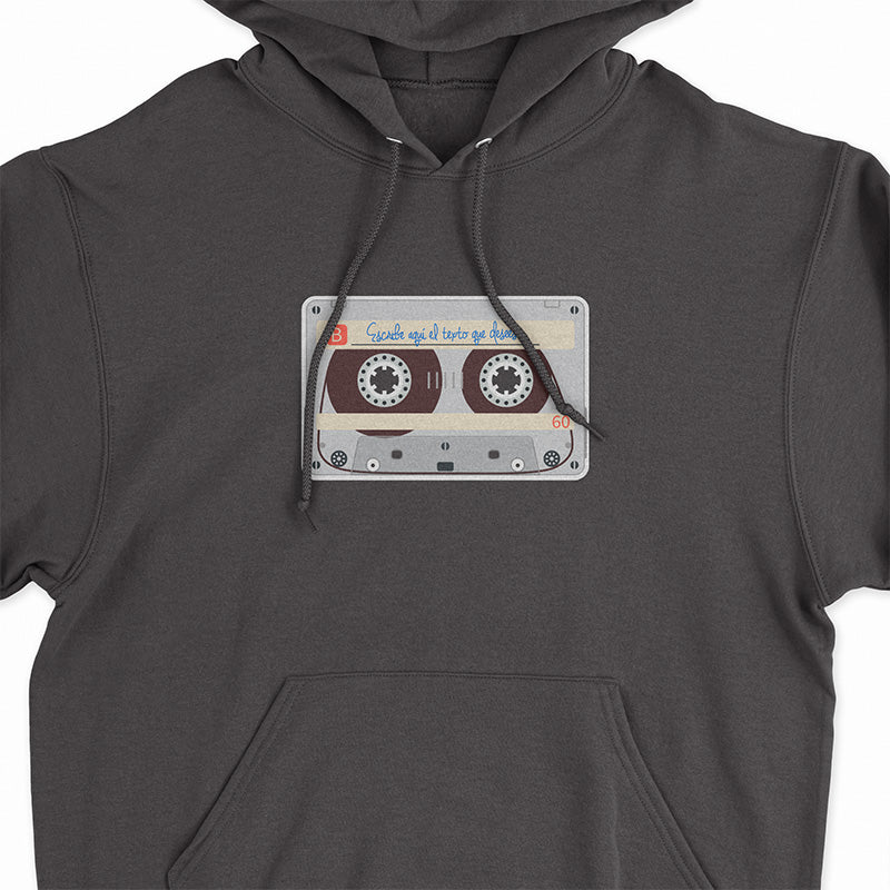 Black Hoodie Sweatshirt with Transparent Cassette