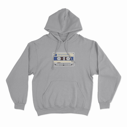 Sudadera Hoodie Gris con Cassette azul