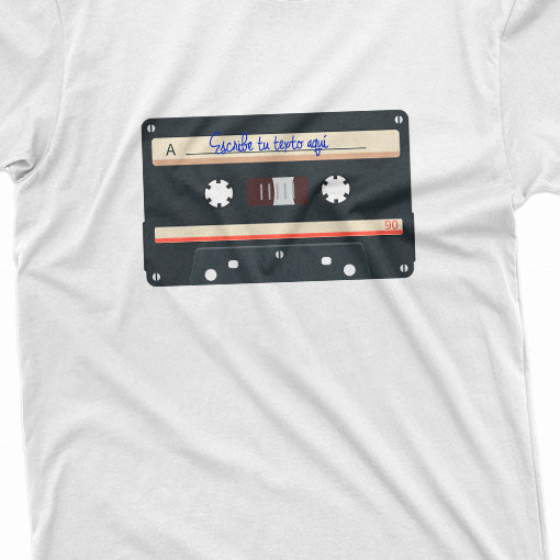 Camiseta Blanca con Cassette negro profundo