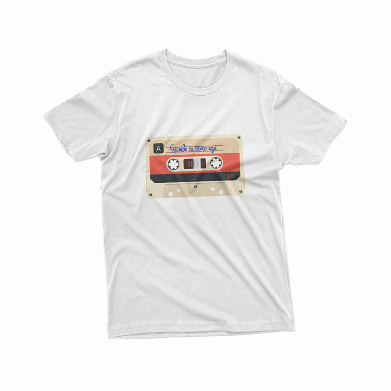 White T-shirt with cream and red Cassette