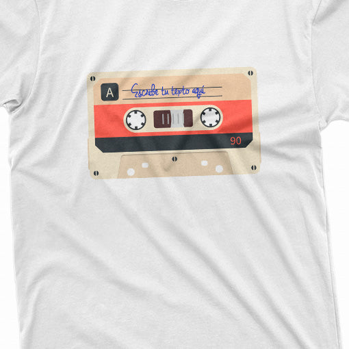 Camiseta Blanca con Cassette crema y rojo