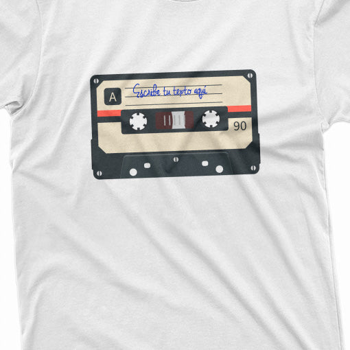 White T-shirt with cream and black Cassette