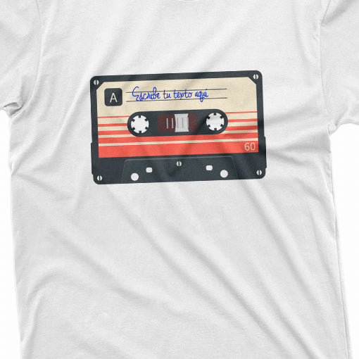 White T-shirt with cream-colored Cassette