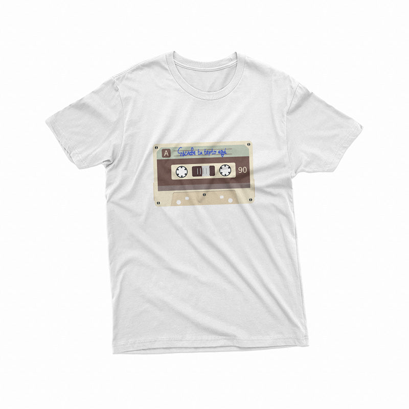 Camiseta Blanca con Cassette color marrón