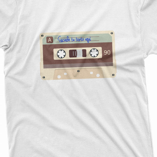 Camiseta Blanca con Cassette color marrón