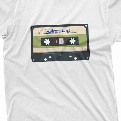 Camiseta Blanca con Cassette color verde