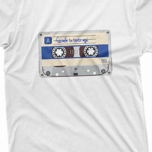 Camiseta Blanca con Cassette azul